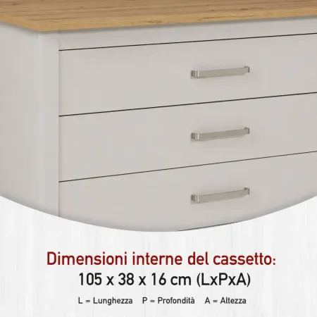 Isola da Cucina Beige Rovere Tavolo Bar con 3 Cassetti Soft-Close