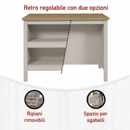 Isola da Cucina Beige Rovere Tavolo Bar con 3 Cassetti Soft-Close