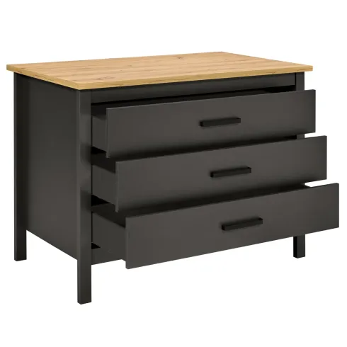 Isola da Cucina Antracite Rovere Tavolo Bar con 3 Cassetti Soft-Close