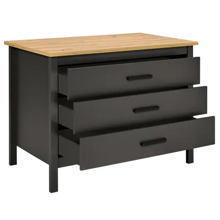 Isola da Cucina Antracite Rovere Tavolo Bar con 3 Cassetti Soft-Close