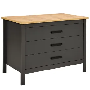 Isola da Cucina Antracite Rovere Tavolo Bar con 3 Cassetti Soft-Close