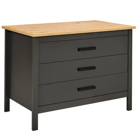 Isola da Cucina Antracite Rovere Tavolo Bar con 3 Cassetti Soft-Close
