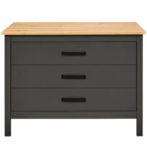 Isola da Cucina Antracite Rovere Tavolo Bar con 3 Cassetti Soft-Close
