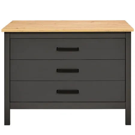 Isola da Cucina Antracite Rovere Tavolo Bar con 3 Cassetti Soft-Close
