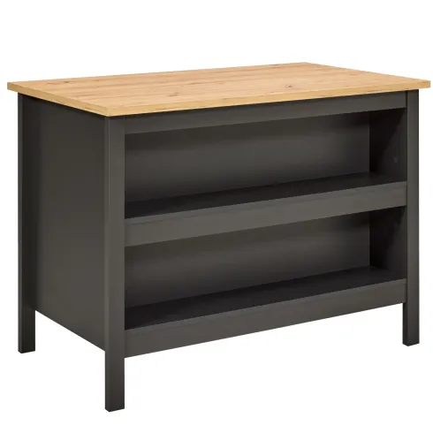 Isola da Cucina Antracite Rovere Tavolo Bar con 3 Cassetti Soft-Close