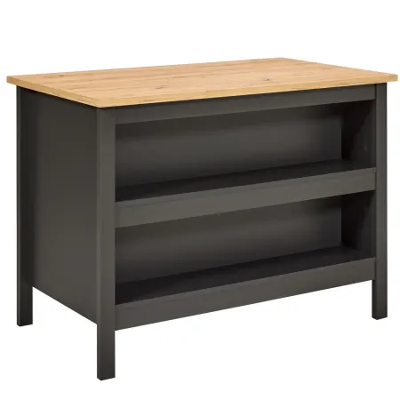 Isola da Cucina Antracite Rovere Tavolo Bar con 3 Cassetti Soft-Close