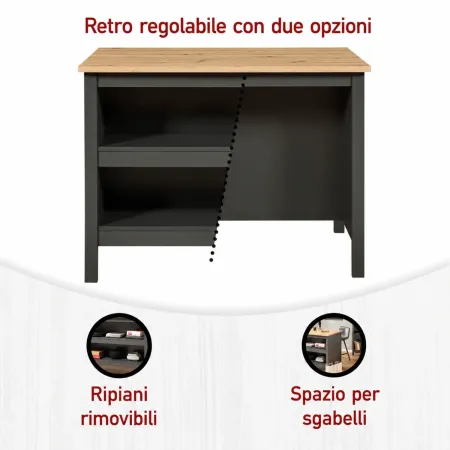 Isola da Cucina Antracite Rovere Tavolo Bar con 3 Cassetti Soft-Close