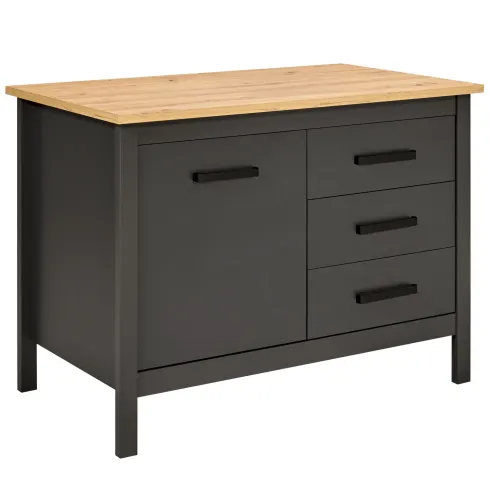 Tavolo Bar da Cucina Antracite Rovere Isola 1 Anta Cassetti Soft-Close
