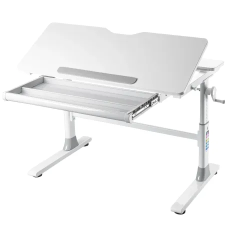 Scrivania Regolabile 100x60 cm con Piano Disegno Inclinabile Cassetto
