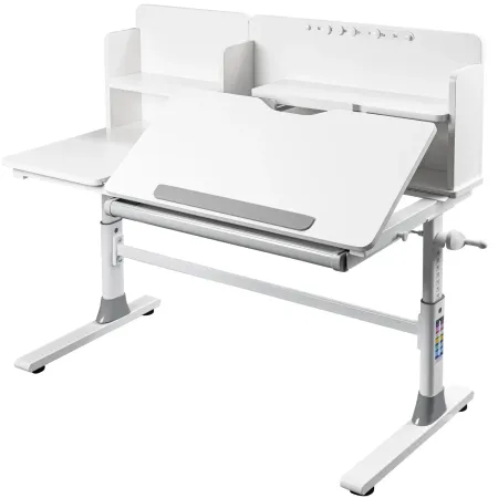 Scrivania per Bambini 120x60 Regolabile con Piano Inclinabile Cassetto