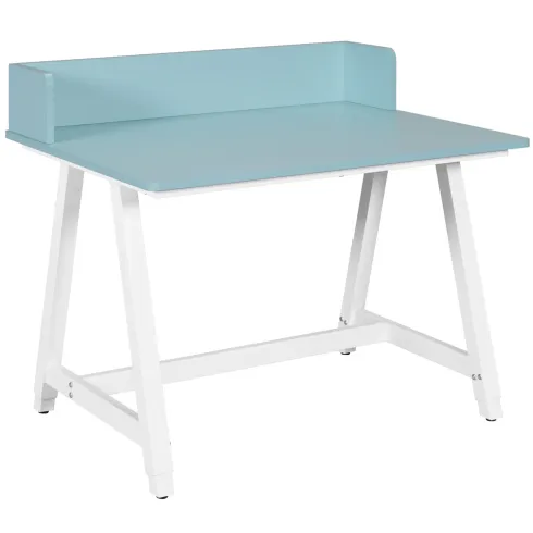 Scrivania Regolabile per Bambini 80x60 cm Bianco Azzurro Metallo MDF