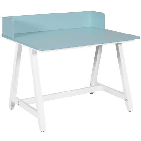 Scrivania Regolabile per Bambini 80x60 cm Bianco Azzurro Metallo MDF