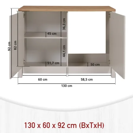 Mobile da Cucina per Lavello Lavastoviglie Modulare Beige Rovere 2 Ante