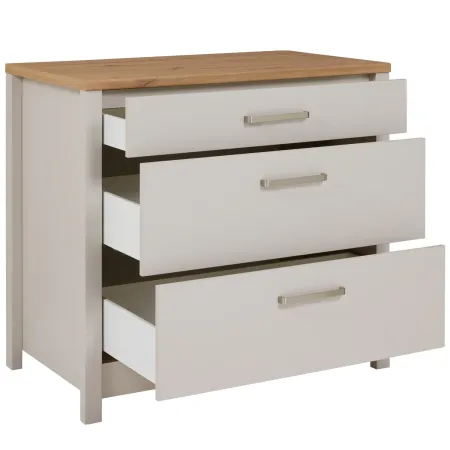 Mobile Cucina Base per Piano Cottura Beige Rovere con 3 Cassetti