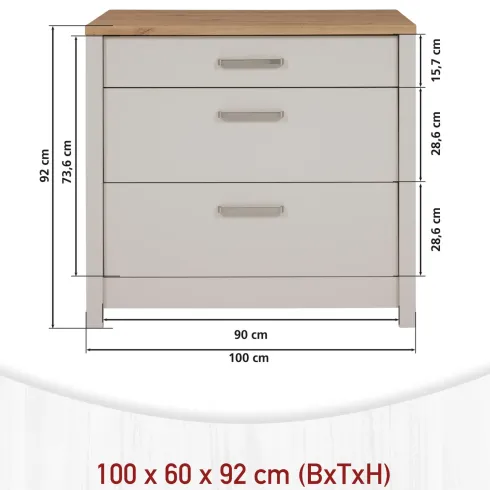 Mobile Cucina Base per Piano Cottura Beige Rovere con 3 Cassetti