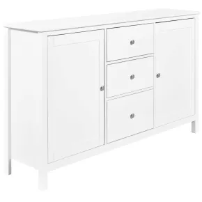 Credenza da Cucina 3 Cassetti 2 Ante in Legno Bianco Madia Moderna