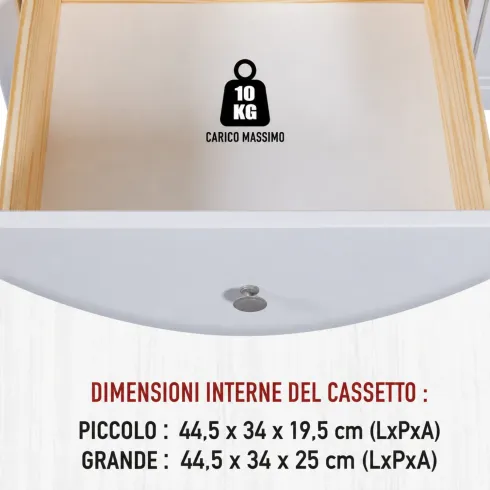 Credenza da Cucina 3 Cassetti 2 Ante in Legno Bianco Madia Moderna