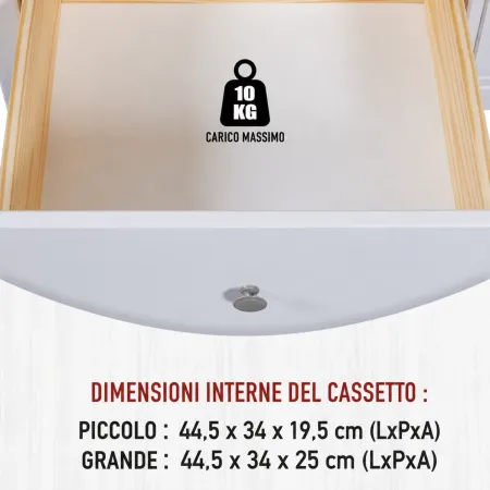 Credenza da Cucina 3 Cassetti 2 Ante in Legno Bianco Madia Moderna