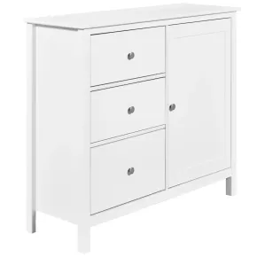Credenza da Cucina 3 Cassetti 1 Anta in Legno Bianco Madia Moderna