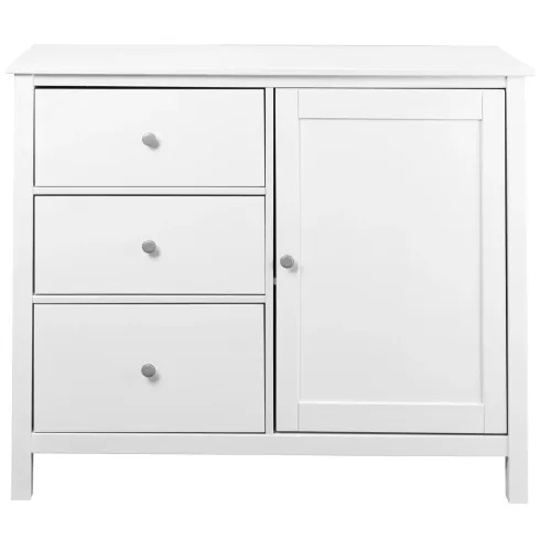 Credenza da Cucina 3 Cassetti 1 Anta in Legno Bianco Madia Moderna