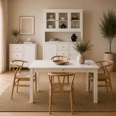 Credenza da Cucina 3 Cassetti 1 Anta in Legno Bianco Madia Moderna