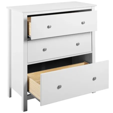 Cassettiera Credenza da Cucina 3 Cassetti in Legno Bianco Moderna