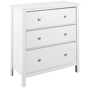 Cassettiera Credenza da Cucina 3 Cassetti in Legno Bianco Moderna