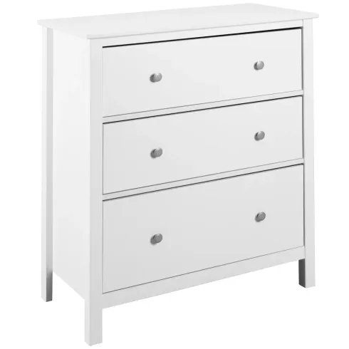 Cassettiera Credenza da Cucina 3 Cassetti in Legno Bianco Moderna