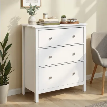 Cassettiera Credenza da Cucina 3 Cassetti in Legno Bianco Moderna
