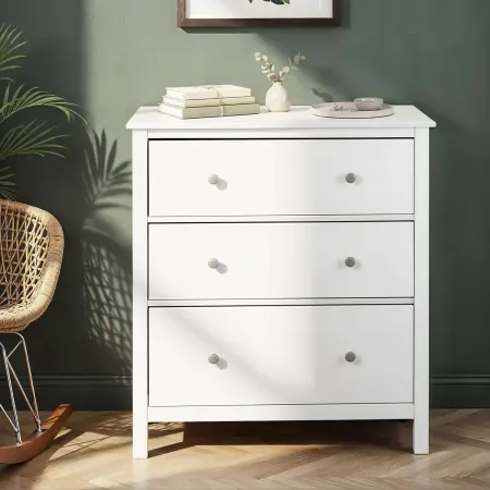 Cassettiera Credenza da Cucina 3 Cassetti in Legno Bianco Moderna