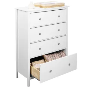 Cassettiera Credenza da Cucina 4 Cassetti in Legno Bianco Moderna 2