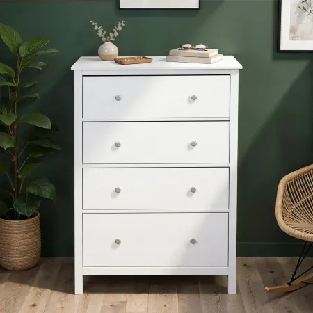 Cassettiera Credenza da Cucina 4 Cassetti in Legno Bianco Moderna