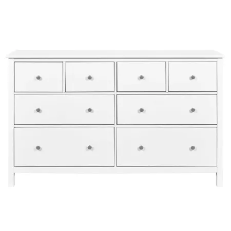 Credenza da Cucina Cassettiera 8 Cassetti in Legno Bianco Moderna