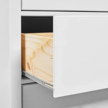 Credenza da Cucina Cassettiera 8 Cassetti in Legno Bianco Moderna
