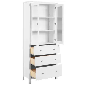 Vetrina Soggiorno Credenza Bianco 3 Cassetti 2 Ante in Legno MDF 2