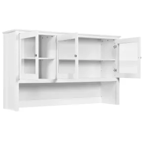 Pensile Vetrina Soggiorno Bianco Laccato 3 Ante in Vetro Legno MDF 2