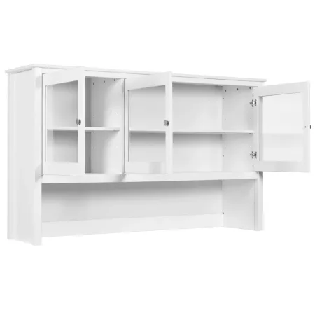 Pensile Vetrina Soggiorno Bianco Laccato 3 Ante in Vetro Legno MDF