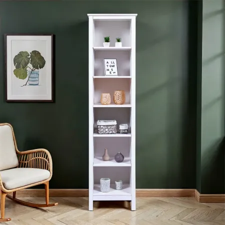 Mobile Libreria Soggiorno Camera Alta in Legno MDF Bianco 6 Ripiani