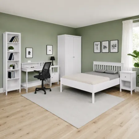 Mobile Libreria Soggiorno Camera Alta in Legno MDF Bianco 6 Ripiani