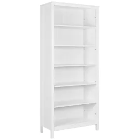 Libreria Soggiorno Camera Mobile 82 cm in Legno MDF Bianco 6 Ripiani