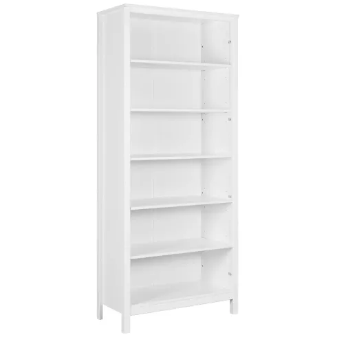 Libreria Soggiorno Camera Mobile 82 cm in Legno MDF Bianco 6 Ripiani