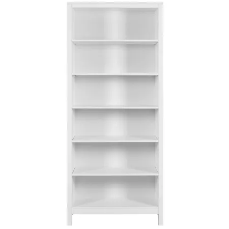 Libreria Soggiorno Camera Mobile 82 cm in Legno MDF Bianco 6 Ripiani