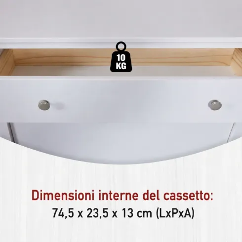 Scarpiera da Ingresso Mobile con 2 Ante Ribalta Cassetto Legno Bianco