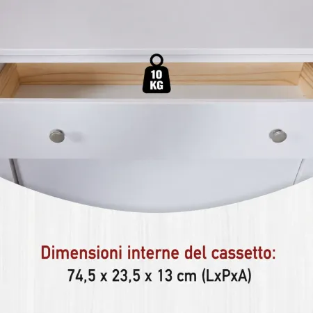 Scarpiera da Ingresso Mobile con 2 Ante Ribalta Cassetto Legno Bianco