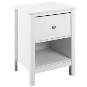 Comodino Camera da Letto con Cassetto Vano Portaoggetti Legno Bianco