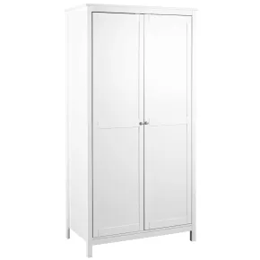 Armadio Camera da Letto 2 Ante con Asta Appendiabiti Legno Bianco