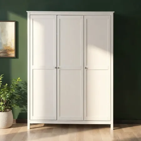 Armadio Camera da Letto 3 Ante Asta Appendiabiti Ripiani Bianco