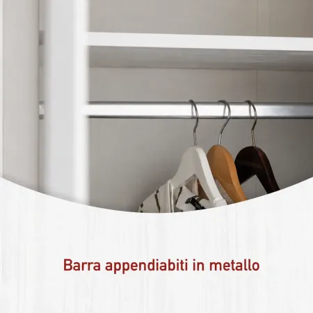 Armadio Camera da Letto 3 Ante Asta Appendiabiti Ripiani Bianco