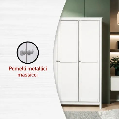 Armadio Camera da Letto 3 Ante Asta Appendiabiti Ripiani Bianco