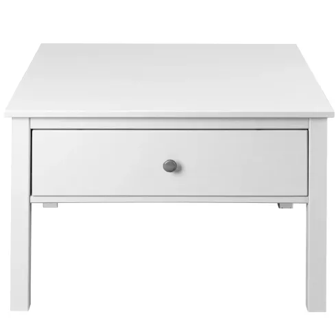Tavolino da Caffè Quadrato 70x70 da Salotto in Legno Bianco con Cassetto